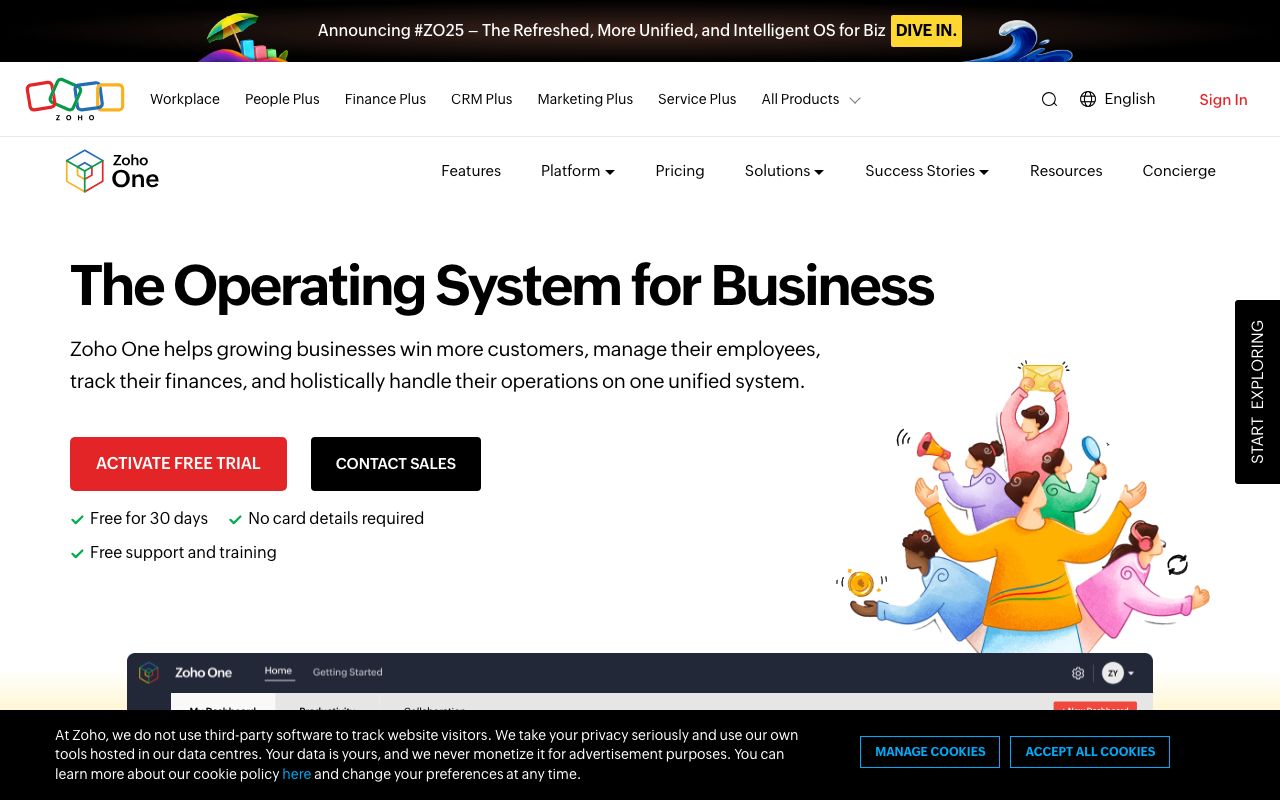 Zoho One — zrzut ekranu interfejsu